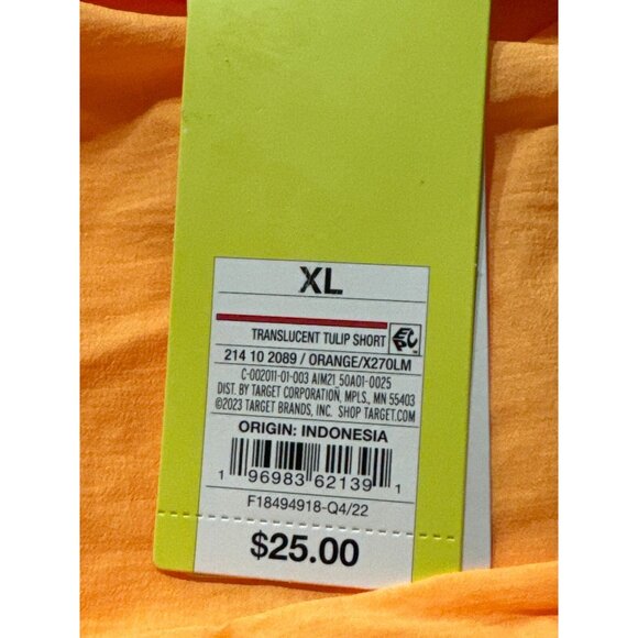 XL - Womens Translucent Tulip Shorts 3.5" - All In Motion - Orange - Picture 3 of 9